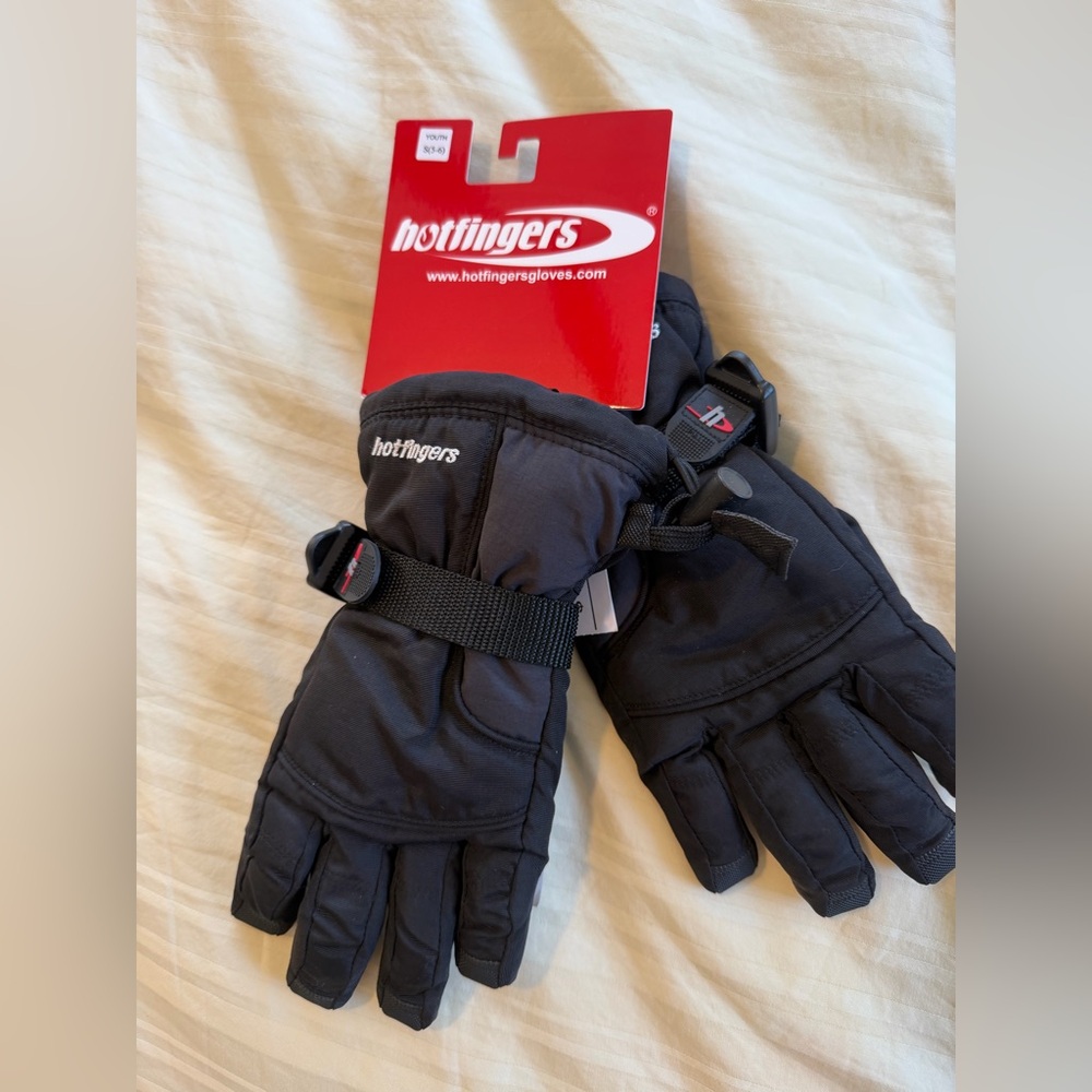 Hotfingers Youth Ski Gloves Alpine Dry II Waterproof Black Size S 5–6 NWT